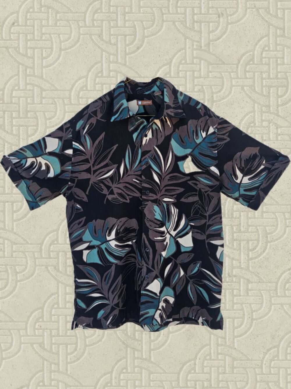 Centro Men's Short Sleeve Hawaiian Print Shirt - L